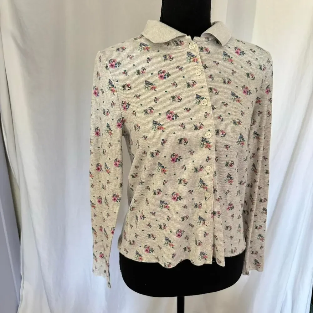 Justice girls xxl 16 18 Floral preppy polo‎ shirt Cottagecore preppy
